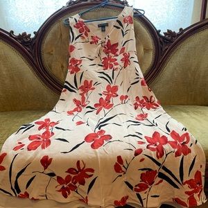 Valerie pure silk white with red flower print summer dress